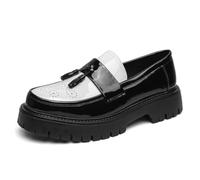 sekiueo Chaussures Ville Plateforme Hommes Mocassins Brogue Cuir Verni