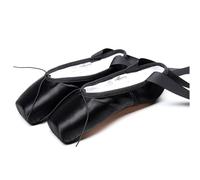 sekiueo Pointes De Ballet en Satin Chaussures De Danse Professionnelles avec Ruban Plat pour Filles Et Femmes,Noir,37 EU