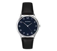 Sekonda 1852 Montre à quartz analogique classique avec cadran bleu nuit et bracelet en cuir noir