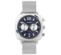 Sekonda Airborne Montre chronographe pour homme avec affichage analogique de la date et bracelet en acier inoxydable 40 mm, Bleu, argenté, Bracelet