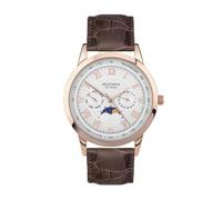 Sekonda Armstong Montre à quartz classique pour homme 40 mm avec affichage analogique jour/date et bracelet en cuir marron, rose gold, Armstrong