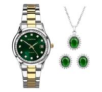 Sekonda Catherine Montre à quartz pour femme avec affichage analogique et bracelet en acier inoxydable 27 mm, Coffret cadeau vert, Bracelet