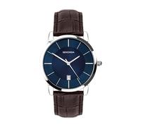 Sekonda Classic Copen 30193 Montre à Quartz pour Homme avec Affichage analogique de la Date et Bracelet en Cuir Marron 42 mm Bleu