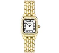 SEKONDA Monica Ladies 40642 Montre à quartz 20 mm, boîtier en alliage doré et bracelet avec pierres et cadran blanc, Bracelet