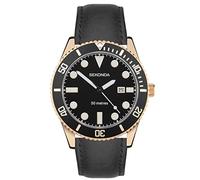 Sekonda Dive Oceans Mens 43mm Quartz Watch with Analogue Date Display, and Stainless Steel Bracelet, Noir/Noir, Bracelet