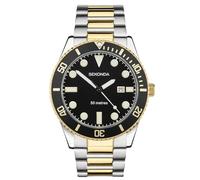 Sekonda Dive Oceans Montre à Quartz pour Homme 43 mm avec Affichage analogique et Bracelet en Acier Inoxydable Noir/Deux Tons