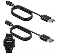 Sekonda Lot de 2 chargeurs de montre intelligente de 45 mm pour homme - Remplacement USB magnétique à 2 broches - Compatible avec la montre intelligente Sekonda 1909 (lot de 2, noir + noir)