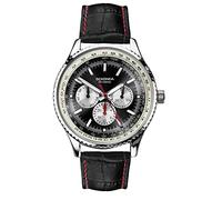 Sekonda Maverick 30035 Montre à quartz pour homme avec affichage analogique et bracelet en cuir noir 43 mm, Noir