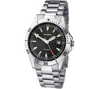 Sekonda Montre à quartz analogique pour homme avec cadran noir et bracelet en acier inoxydable argenté 1930