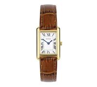 Sekonda Montre classique Colette pour femme 22 mm en or avec bracelet en cuir marron et cadran blanc