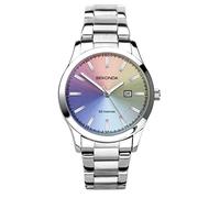 Sekonda Taylor Montre à quartz pour femme avec affichage analogique de la date et bracelet en acier inoxydable argenté 34 mm, Arc-en-ciel, Bracelet