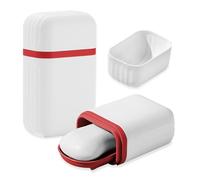 Sekonow Lot de 2 étuis à savon de voyage étanches avec anneau en silicone - Récipient à savon de voyage avec couche drainante, porte-savon de voyage, barre de shampooing, porte-savon de voyage, rouge