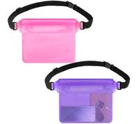 Sekonow Lot de 2 pochettes étanches avec sangle de taille réglable, sac étanche tactile pour garder votre téléphone au sec pour la natation, le kayak, le bateau, la plage (rose + violet)
