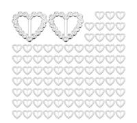 Sekonow Lot de 90 petites boucles coulissantes en strass de 1,8 cm pour ceinture en métal pour invitation de mariage, décoration de vêtements de fête, emballage cadeau, artisanat, cœur