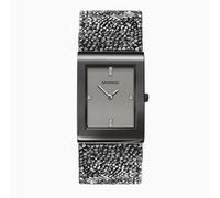 Seksy Montre pour femme avec cristaux Swarovski sur le bracelet Résistante à l'eau, ajustable Cadran gris foncé/gris ardoise.