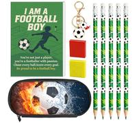 Sektasu Cadeaux de football pour garçons - Carnet, trousse à crayons, porte-clés en métal, gomme - Cadeaux de football, fournitures scolaires de bureau, études, étudiants garçons