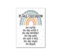 SEL Boho Rainbow Affirmation Posters for Elementary Classroom Growth Mindset Self Regulation Empathy Wall-Art Decor(Unframed,08x12inch(20x30cm))