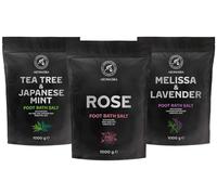 Sel de Bain pour Pieds aux Huiles de Lavande et Mélisse -Thé à la Menthe Poivrée - Rose 3x1000g - Bain pour Pieds au Sel de Mer Naturel - Trempage pour Pieds - Pédiluve Bain de Pieds - Aromathérapie