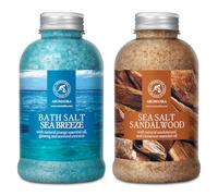 Sel de Bain Set Brise de Mer & Bois de Santal 2х600g - Huile Essentielle de Orange - Extrait de Calendula - Huile Essentielle de Bois de Santal et Cannelle Naturel - Soin du Corps - Aromathérapie