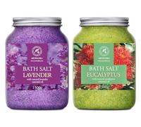 Sel de Bain Set Lavande & Eucalyptus 2х1300g - Huile de Lavande Essentielle - Sel Marin avec Huile Essentielle Eucalyptus - Soin du Corps - Bain Relaxant - Beauté - Baignade- Aromathérapie