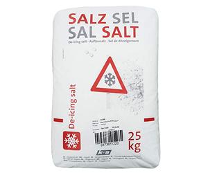 Sel de déneigement pour l'hiver, débrayage et fonte des glaces | K+S en sac de 25 kg 1 pièce | Efficace avec une pureté élevée, cristaux fins et grossiers, effet de dégivrage rapide et durable