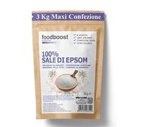 Sel d'Epsom pur 3 kg Foodboost, 100% naturel, riche en magnésium, efficace pour la beauté du corps, de la peau et des cheveux, excellent comme engrais