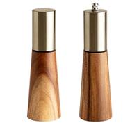 Sel et poivre de sel de bois Set 2pcs Manuel et poivrons manuels réglables manuel serre rechargeable Shaker avec noyau en métal & plateau base pour la cuisine.
