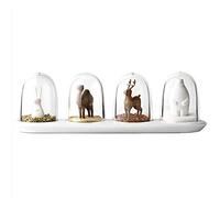 Sel et Poivre Shaker Set, Pot Ensemble avec Plateau, Animal Condiment Boite, Épices Assaisonnement Bocal, Rangement Boîte Container, Burette à Bouteille - 01