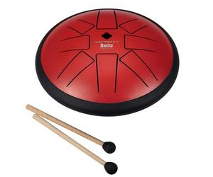 Sela Melody SE362 Tambour à langue en acier rouge, 15,2 cm, fa mineur, avec deux maillets et sac en coton, sons chauds et apaisants pour la paix et l'harmonie