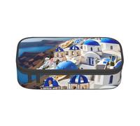 Selachimorph Sac de rangement pour bureau d'affaires, trousse à crayons, trousse à crayons, trousse de maquillage, trousse de maquillage, Santorin Île grecque - Vue sur la mer, One Size