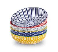 Selamica Lot de 4 grands bols à pâtes en céramique de 887 ml, saladier de 20,3 cm, passe au micro-ondes et au lave-vaisselle, assortiment de corlors