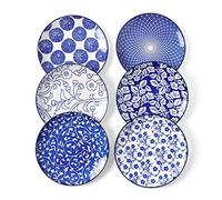Selamica Lot de 6 assiettes à dessert en céramique de 15,2 cm pour cuisine, micro-ondes et lave-vaisselle, bleu vintage