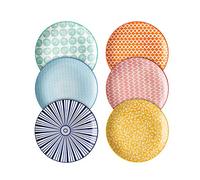 Selamica Lot de 6 grandes assiettes en porcelaine de 20,3 cm pour salade, crêpes, steak, couleurs assorties