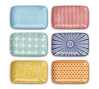 Selamica Plateau de service rectangulaire de 21 cm pour 6 personnes, assiettes à dessert, assiettes à dessert, assiettes à salade pour entrées, collations, sushis, fruits, multicolore