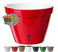 Selbstbewässernder Blumentopf mit Wasserstandsanzeige für innen. Asti D 34cm.Red-White, 18L