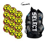 SELECT Classic V21 Lot de 12 ballons de football avec sac de sport et pompe à main, jaune, taille 5