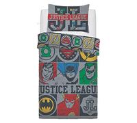 SELECT-ED® Luxuries Parure de lit réversible pour enfant Motif personnages de super-héros (Justice League Vintage Icône Simple