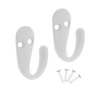 Select Hardware Lot de 2 crochets simples HK0220B avec vis, blanc, porte et mur, pour salle de bain, chambre à coucher, salon, couloir