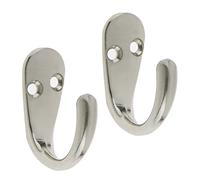 Select Hardware Lot de 2 crochets simples pour peignoirs avec vis, nickel satiné, fixation sur porte et mur pour salle de bain, chambre à coucher, salon, couloir