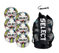 Select Jinga V22 Lot de 6 balles de futsal avec sac de sport et pompe à main, blanc, senior (taille 4)