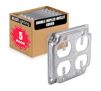 Select Lot de 5 couvercles carrés de boîte de prise électrique de 10,2 cm (4S), couvercle de boîte industrielle surélevé, couvercle double duplex, prise de courant