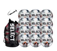 SELECT Viking DB Ballon de football, blanc/bleu sarcelle/orange V24, lot de 12 balles avec sac de balles et pompe à main, taille 4