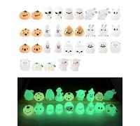 Select Zone Lot de 32 mini animaux lumineux fantôme d'Halloween en résine - Décoration dans l'obscurité - Figurines miniatures colorées pour décoration de jardin, scènes de micro paysage DIY