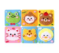 Select Zone Lot de 6 fils de bricolage pour enfants à partir de 6 ans - Animaux de dessin animé - Kit de couture DIY pour débutants - Plaisir de couture pour garçons et filles