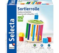 Selecta 62007 Cylindre de découverte avec formes géométriques à trier et insérer, en bois, 13 cm