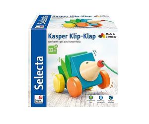 Selecta 62022 Le hérisson Kasper, jouet à tirer sur roulettes, en bois, 16 cm