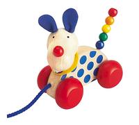 Selecta 62026 Le chien Nico, jouet à tirer sur roulettes, en bois, 12 cm