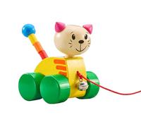 Selecta 62035 Le chat Tinka, jouet à tirer sur roulettes, en bois, 12 cm