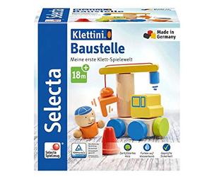 Selecta 62075 Klettini Jeu de construction Chantier, en bois, 8 pièces