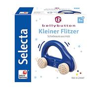 Selecta 64008 Petite voiture, jouet à pousser en bois, bleu, 10 cm